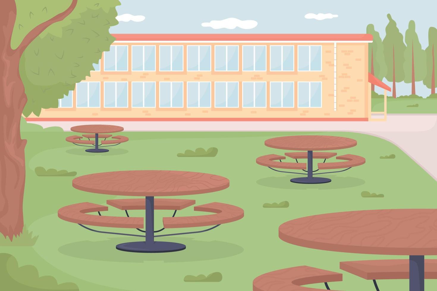 ilustración de vector de color plano de patio de escuela
