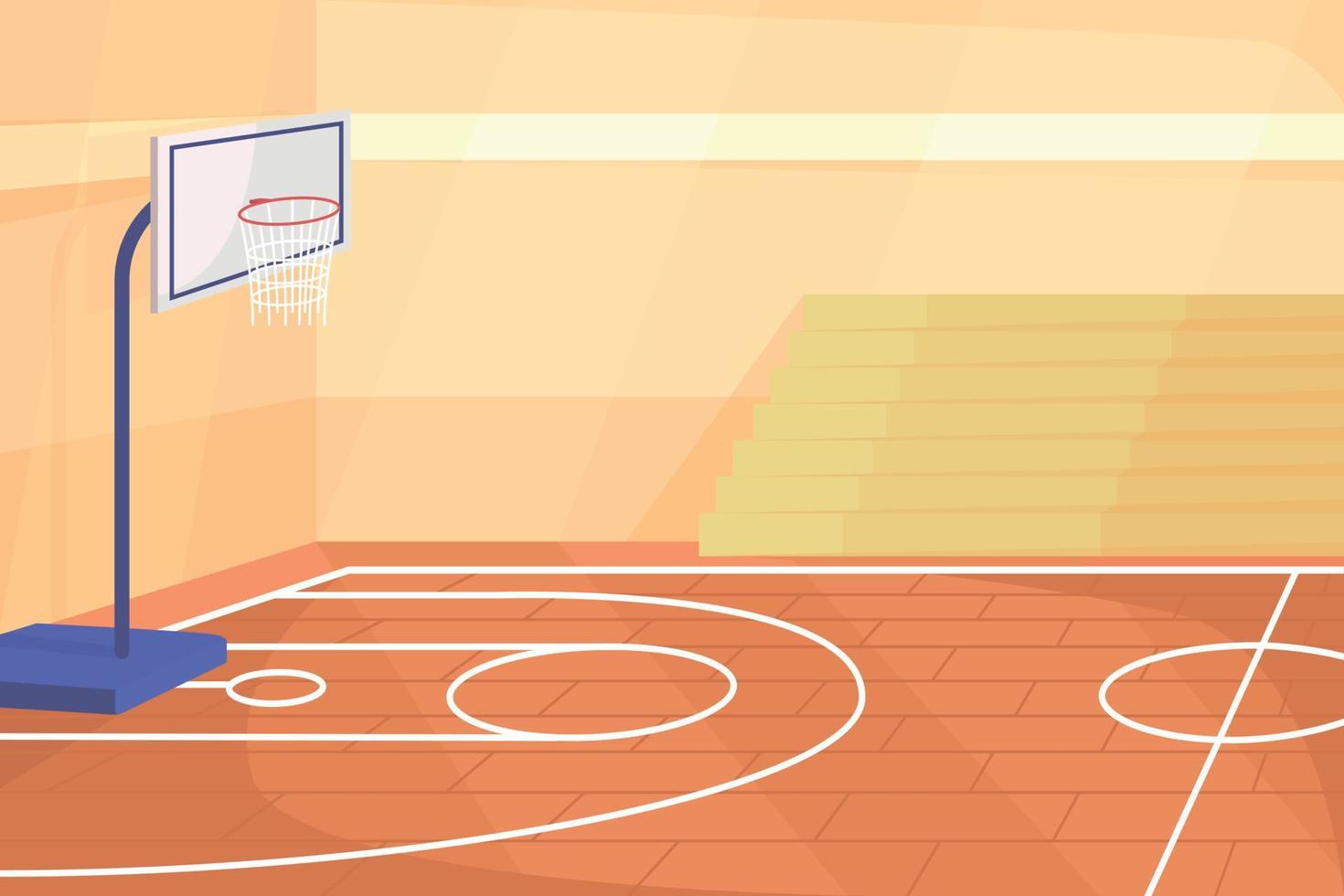 School gym flat color vector illustration