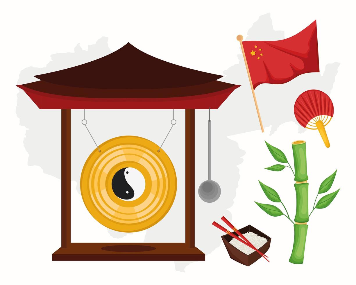 cultura china cinco iconos vector