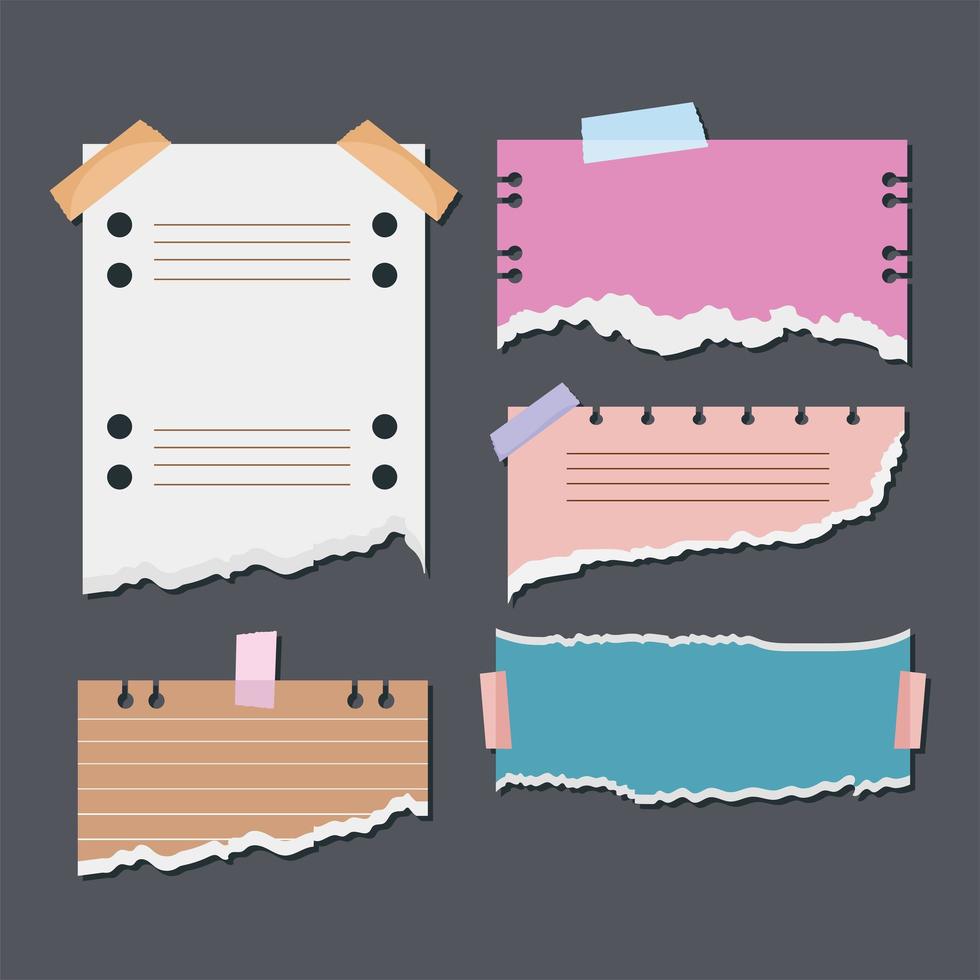 five torn papers icons vector