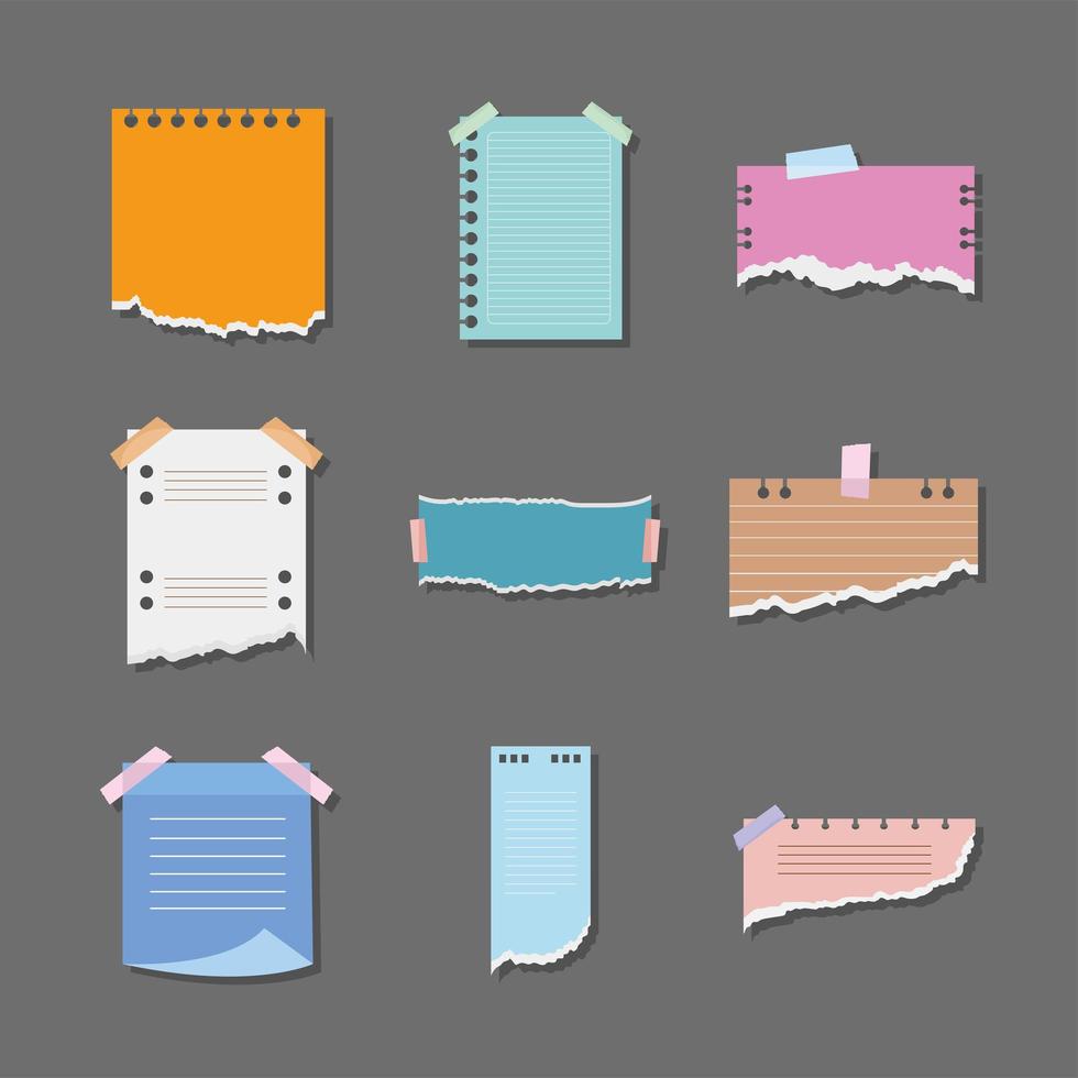 nine torn papers icons vector