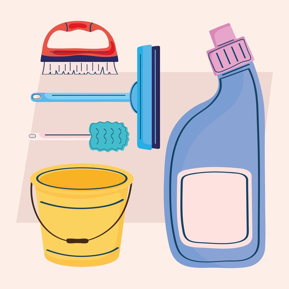 five household cleaning icons vector