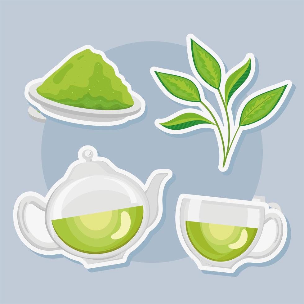 green tea four items vector