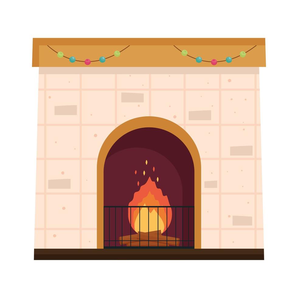 christmas lights in chimney vector