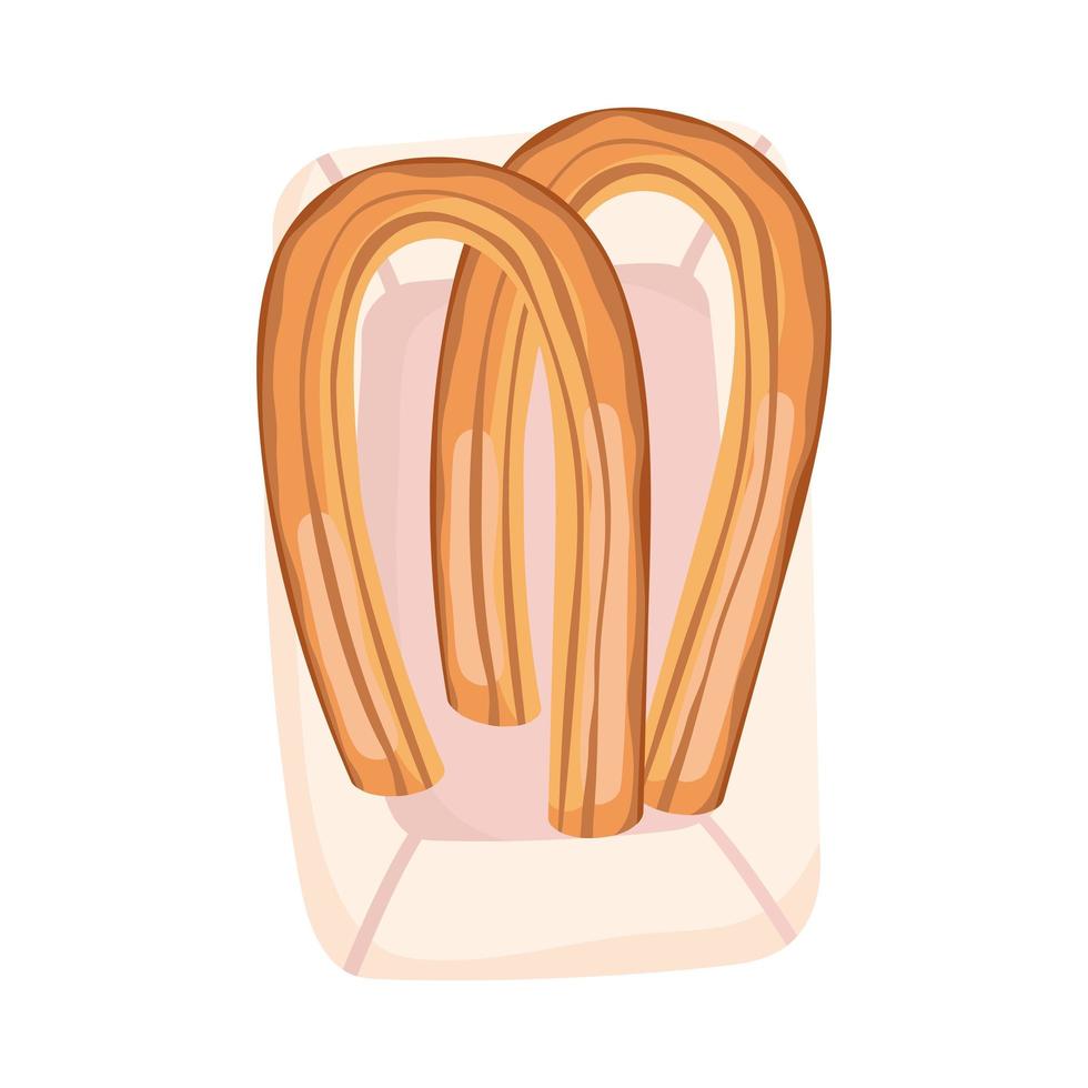 delicious churros in plate vector