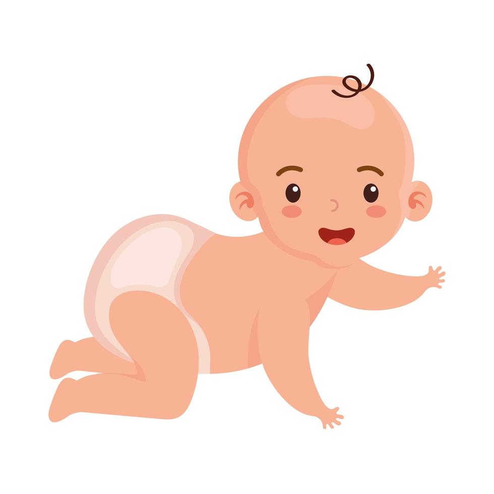 little baby crawling vector