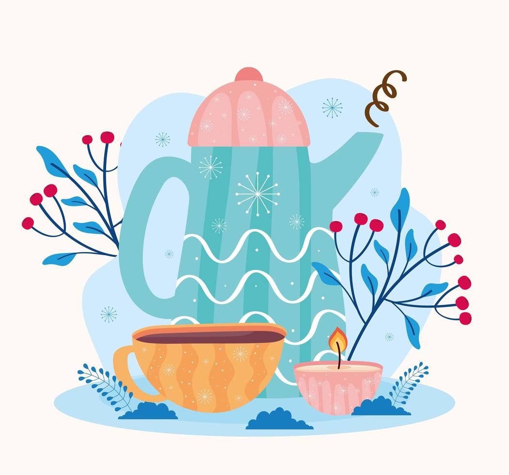 kettle with cups vector