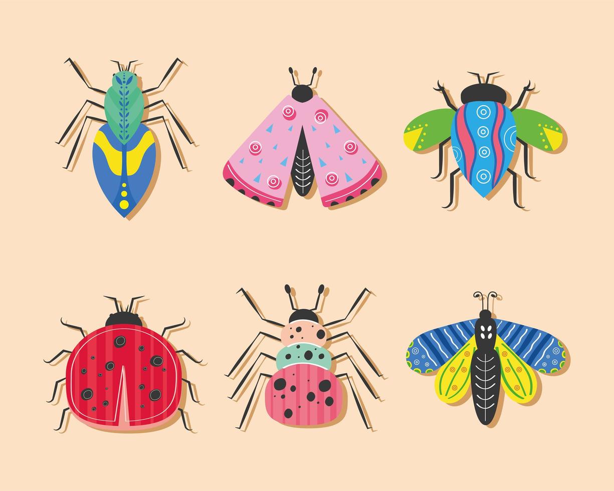 seis insectos escandinavos vector