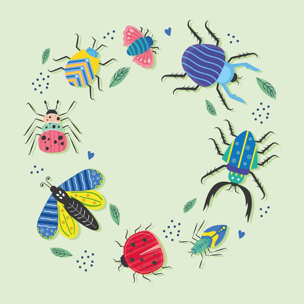 frame of scandinavian insects vector