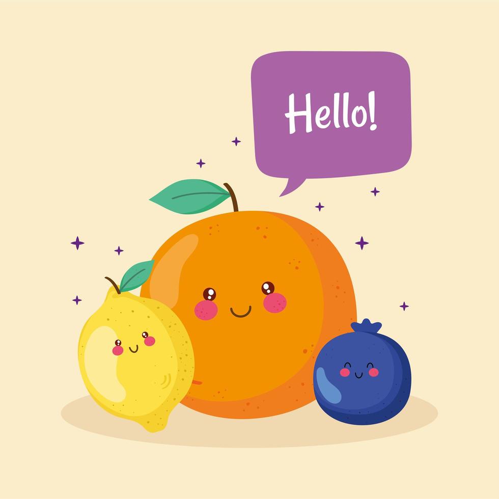 hello banner with fruits vector