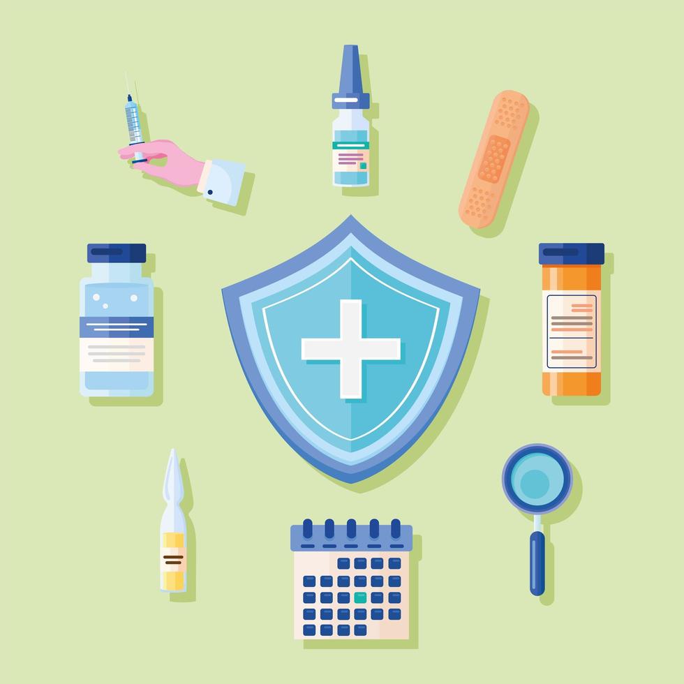 nine time vaccinate icons vector