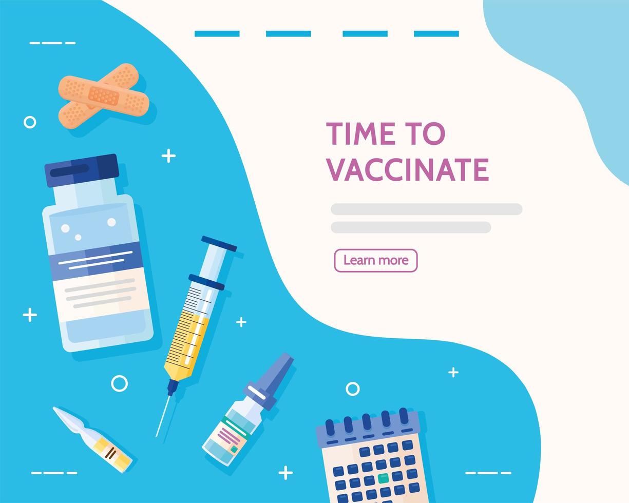 time to vaccinate postcard vector