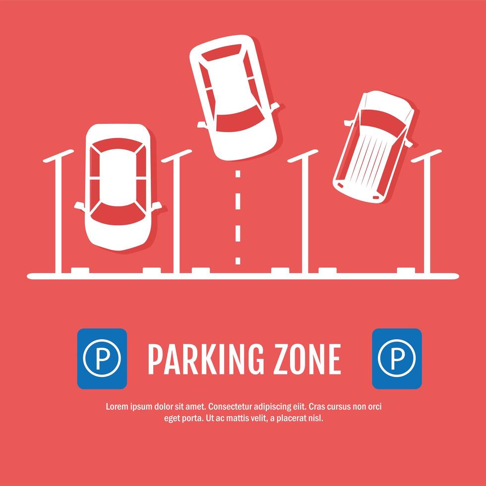 three cars parking zone vector