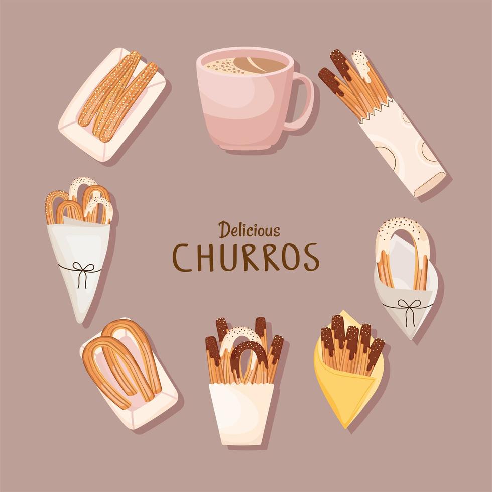 delicious churros sweet vector