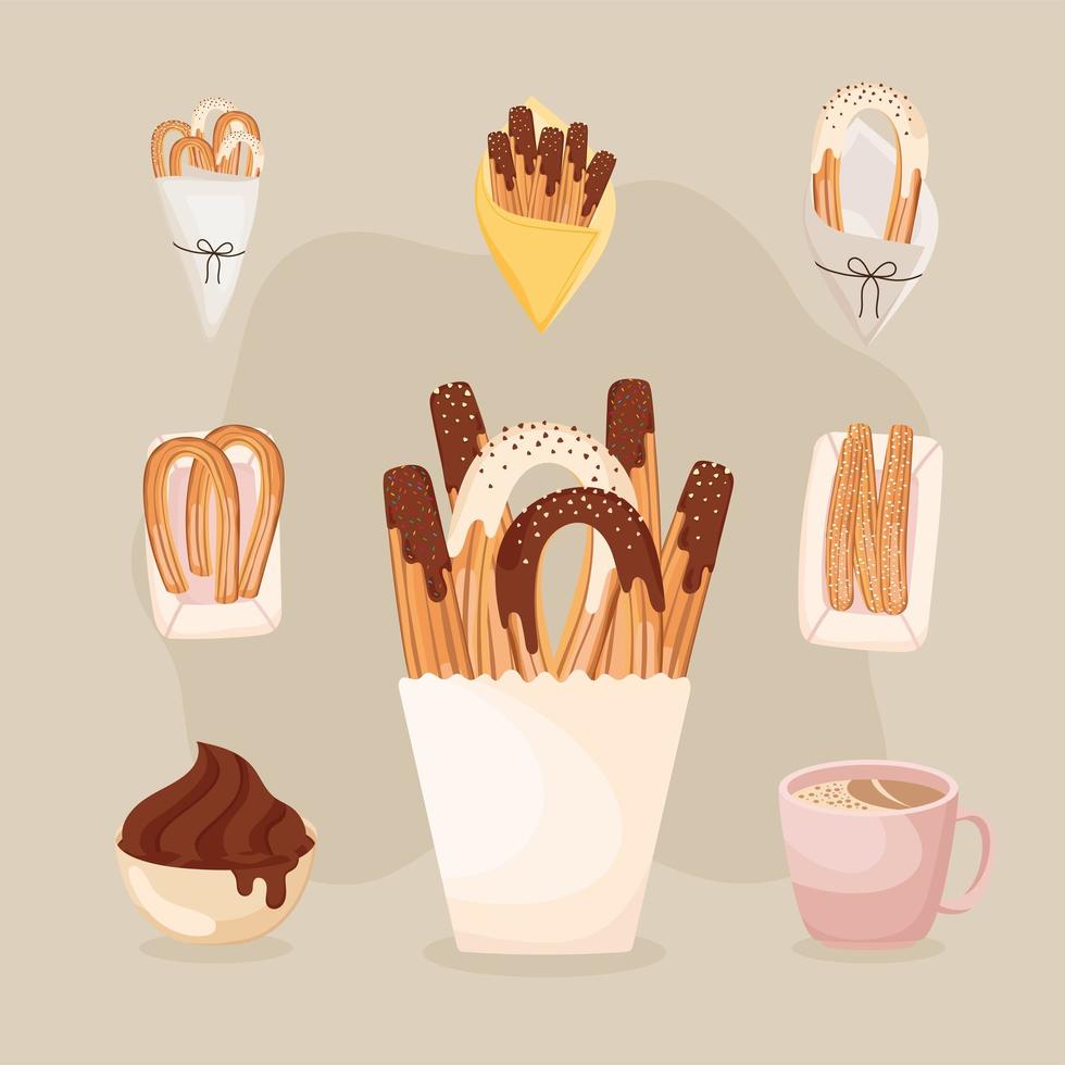 chocolate and churros vector