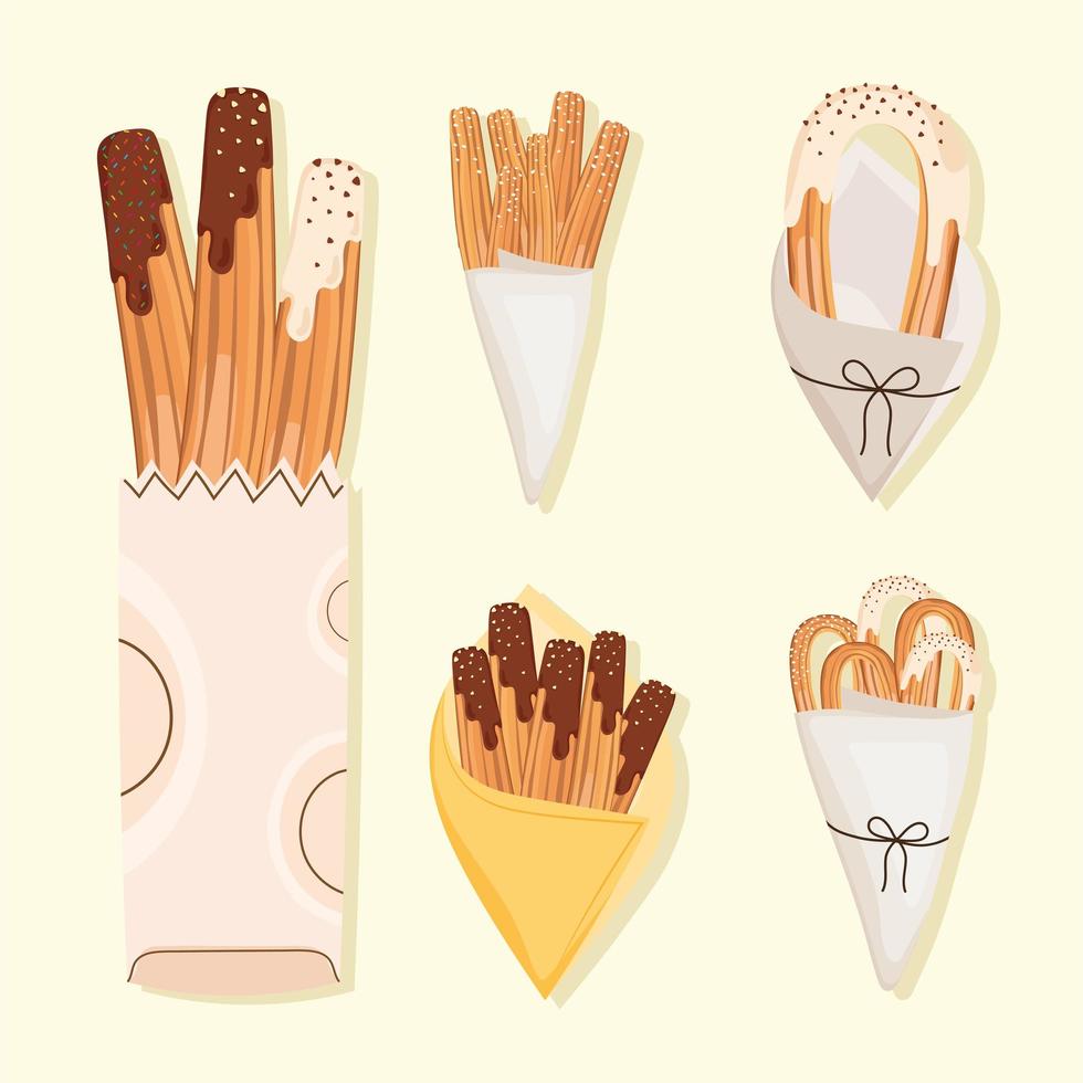 delicious churros tasty vector