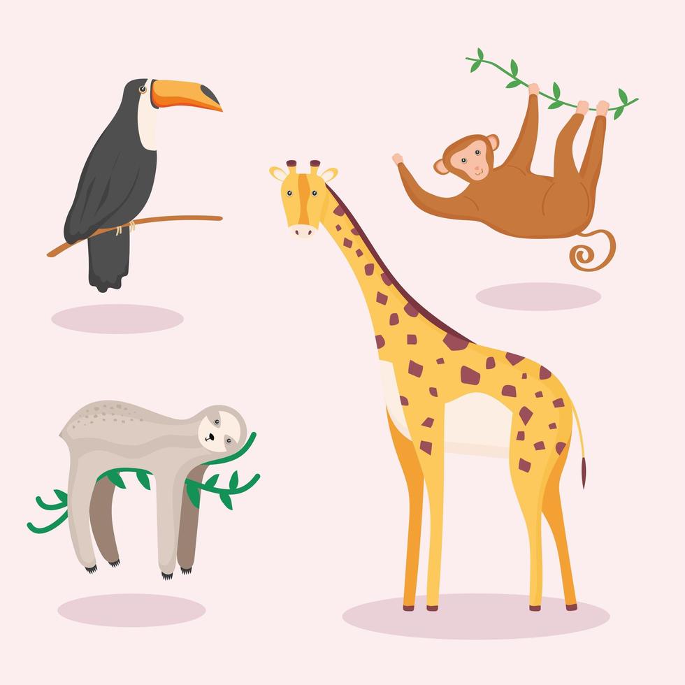 cute exotic animals vector