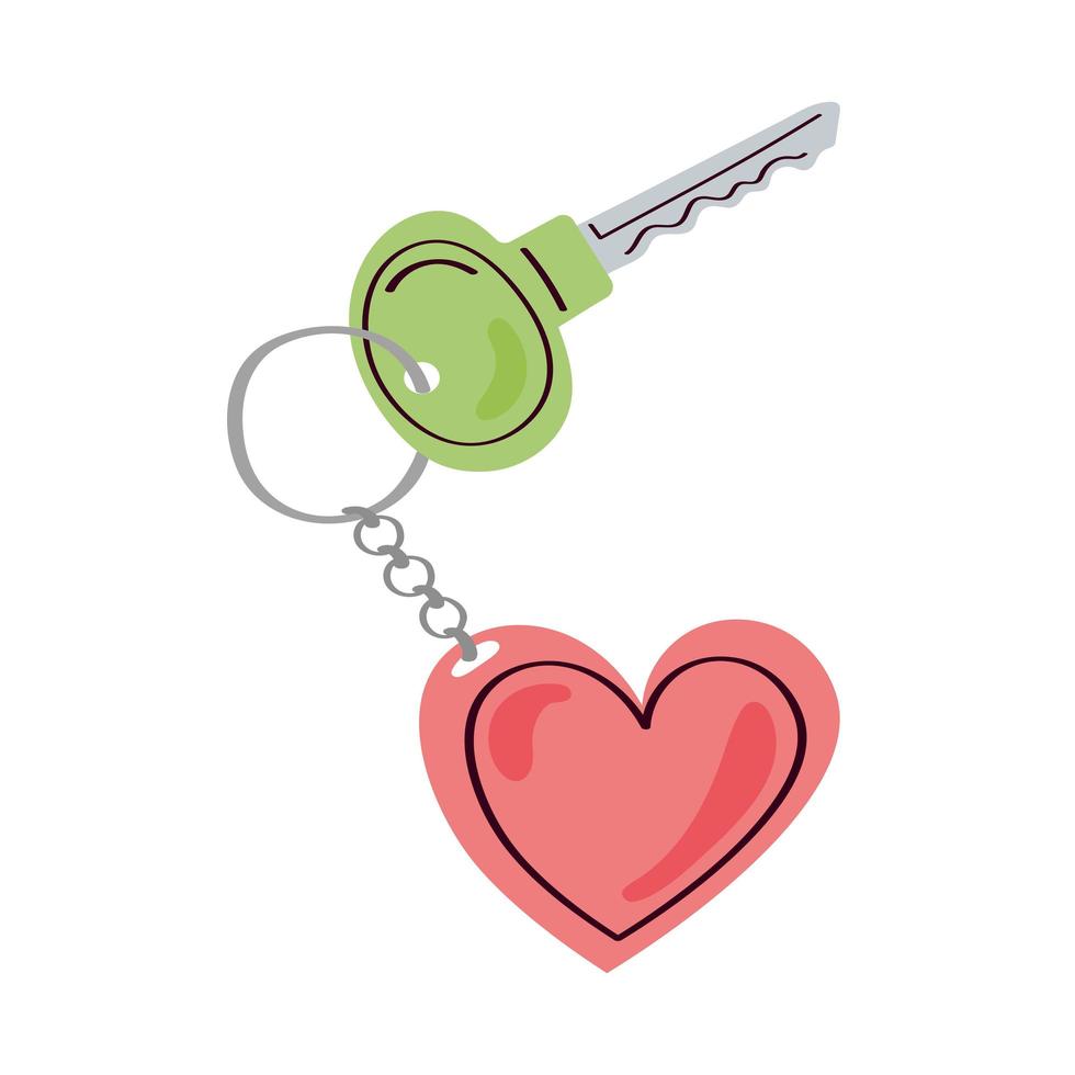 key with keychain of heart shape vector