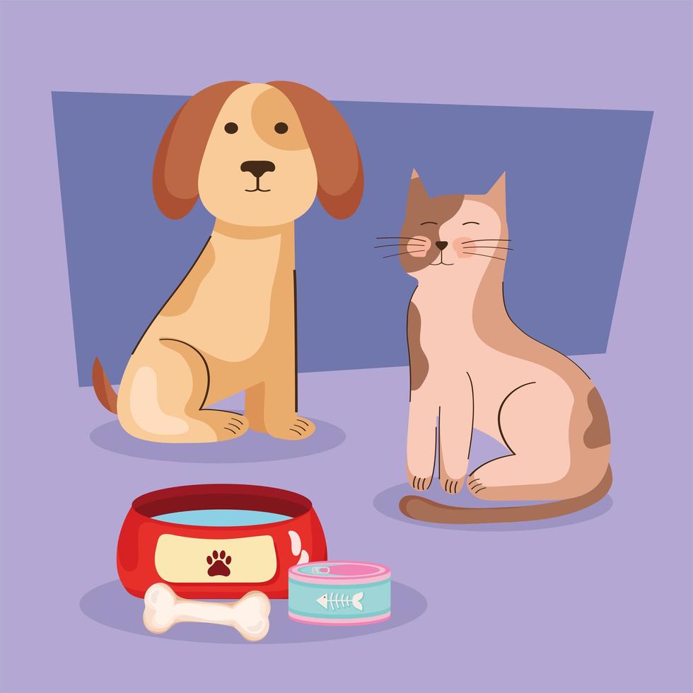 mascotas de perros y gatos vector