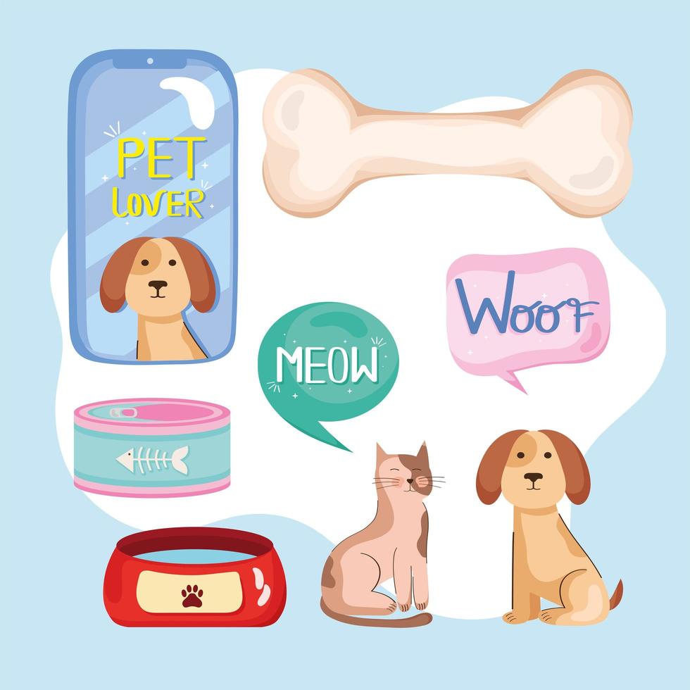 seis productos para amantes de las mascotas vector