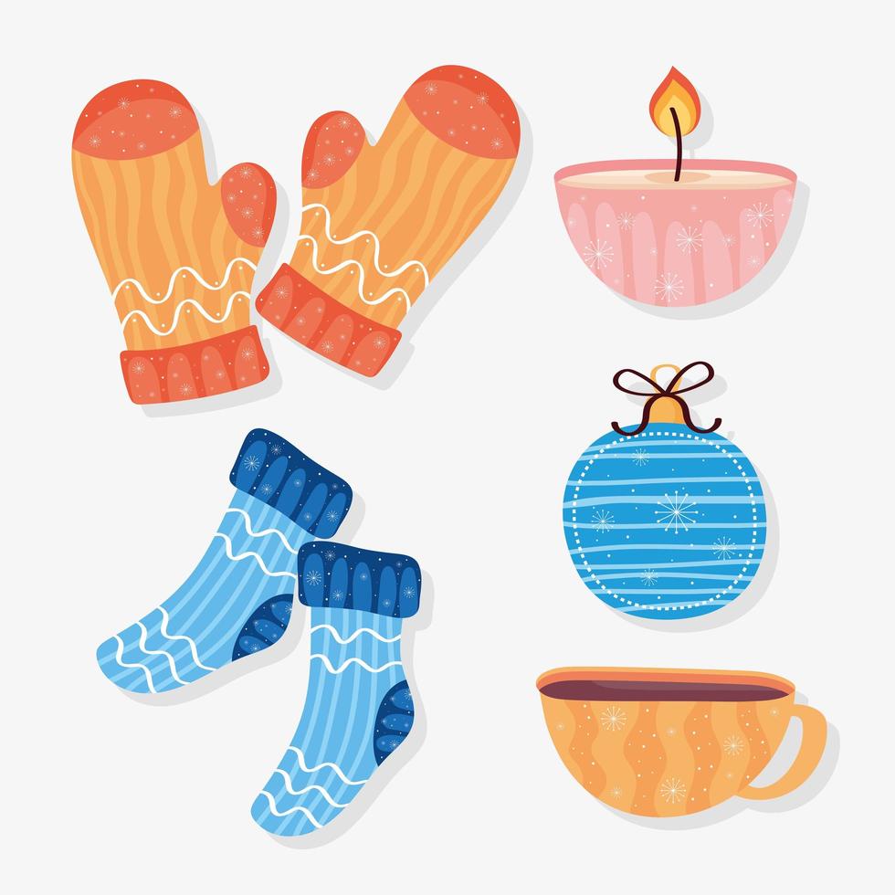 winter clothes and icons vector
