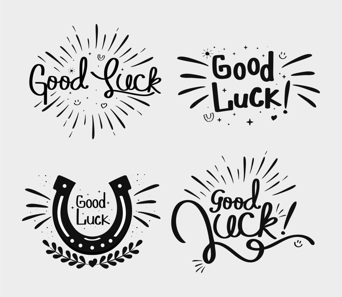 good luck four letterings vector