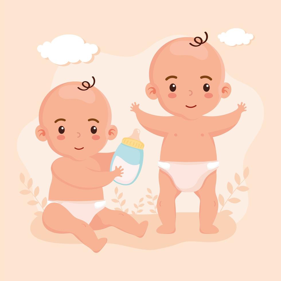 little tow babies vector