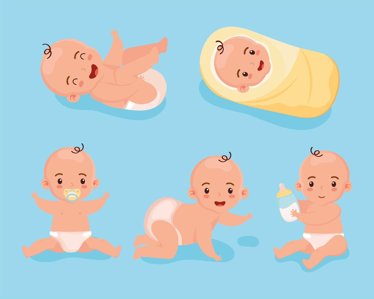 five little babies characters vector