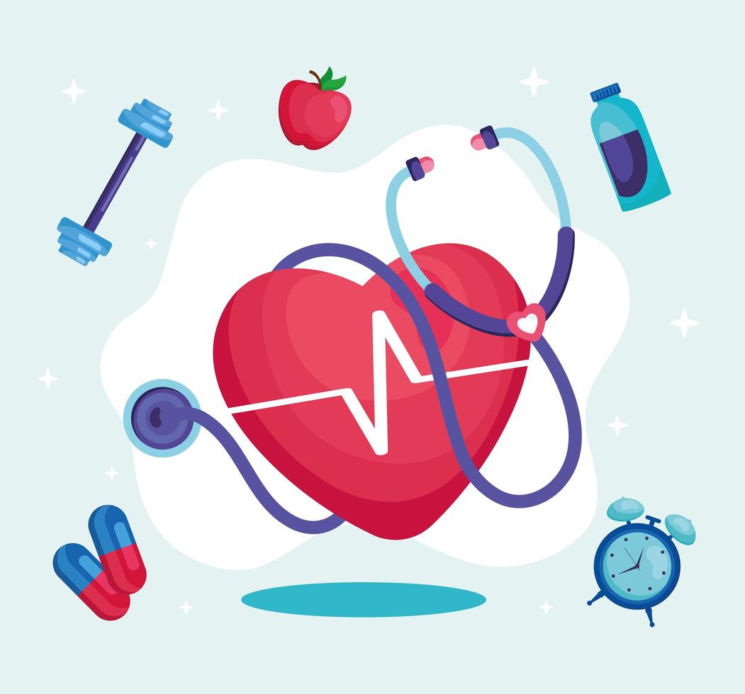 seven health care icons vector