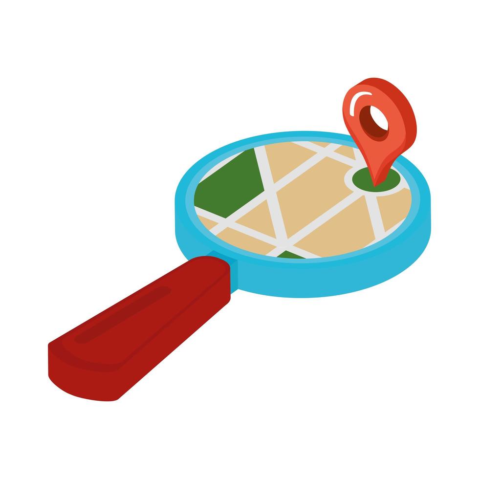 pin location with magnifying glass vector