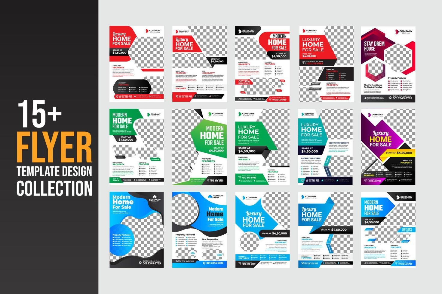 Modern Real Estate Flyer Template Design Bundle Collection vector