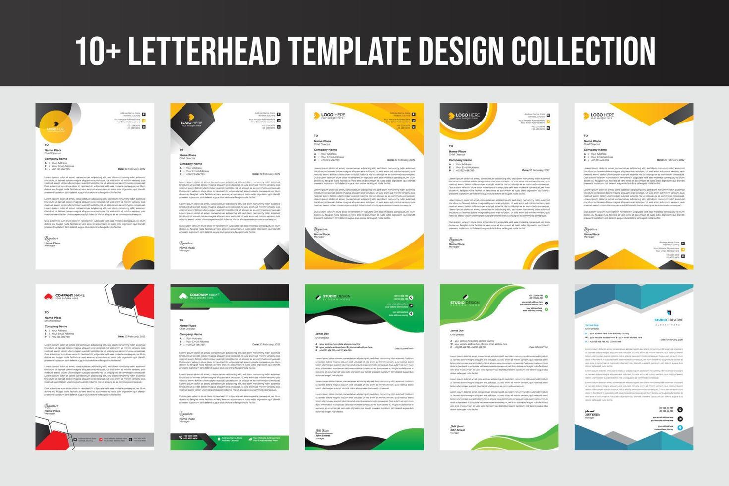 Modern letterhead pad design bundle collection vector