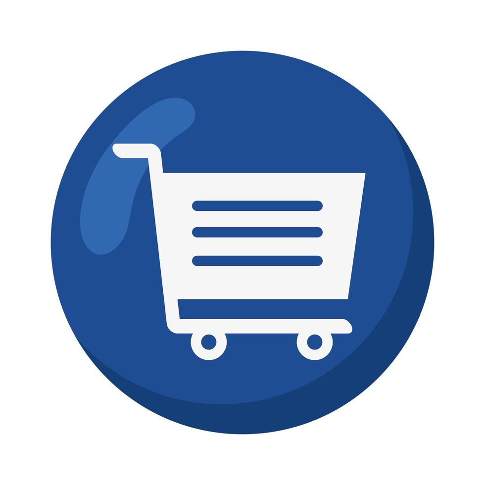 shopping cart in button vector