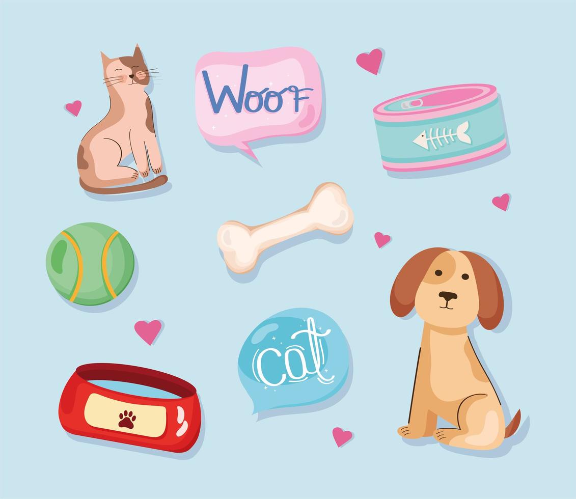 ocho productos para amantes de las mascotas vector