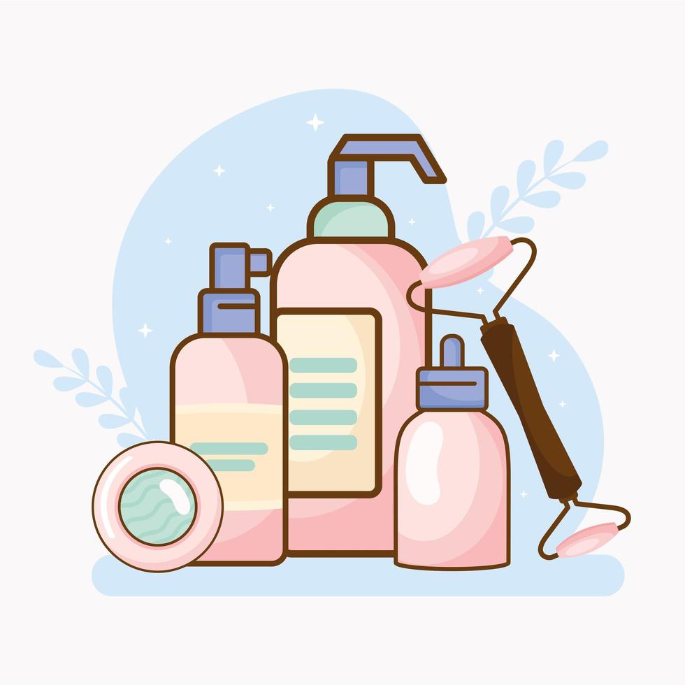 skincare products five items vector