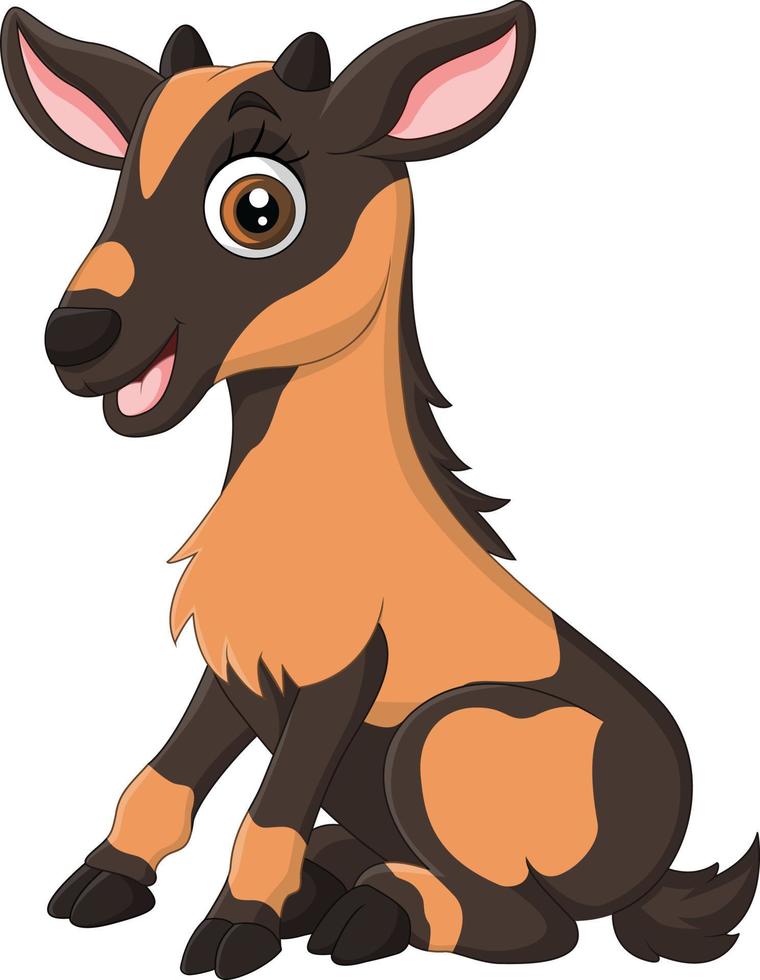 Cartoon funny little goat sitting vector