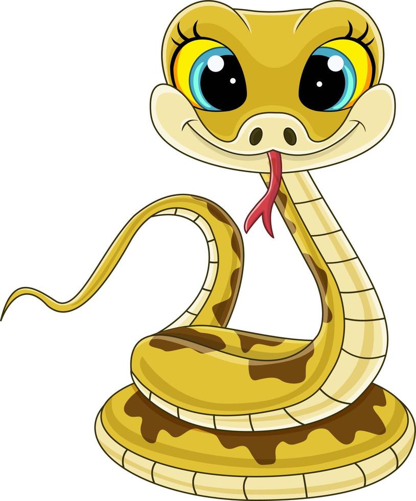 Cartoon cute baby snake sitting vector