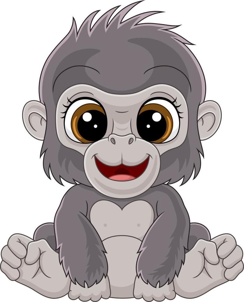 dibujos animados lindo bebé gorila sentado vector