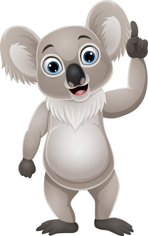 Cartoon little koala pointing up vector