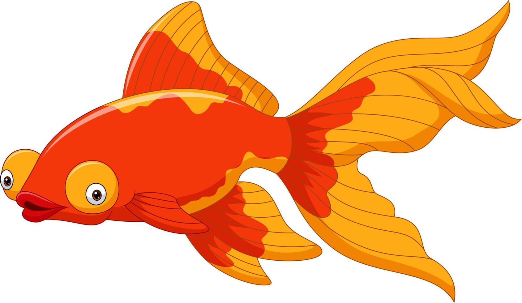 dibujos animados lindo pez dorado sobre un fondo blanco vector
