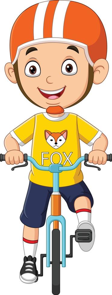 Cute little boy riding bicycle vector