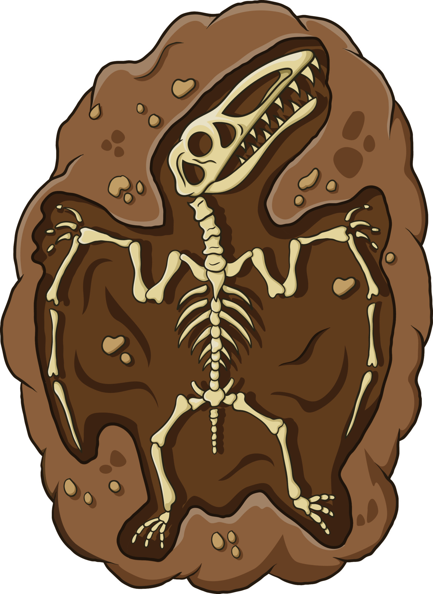 Ilustración de fósil de dinosaurio pterosaurio de dibujos animados