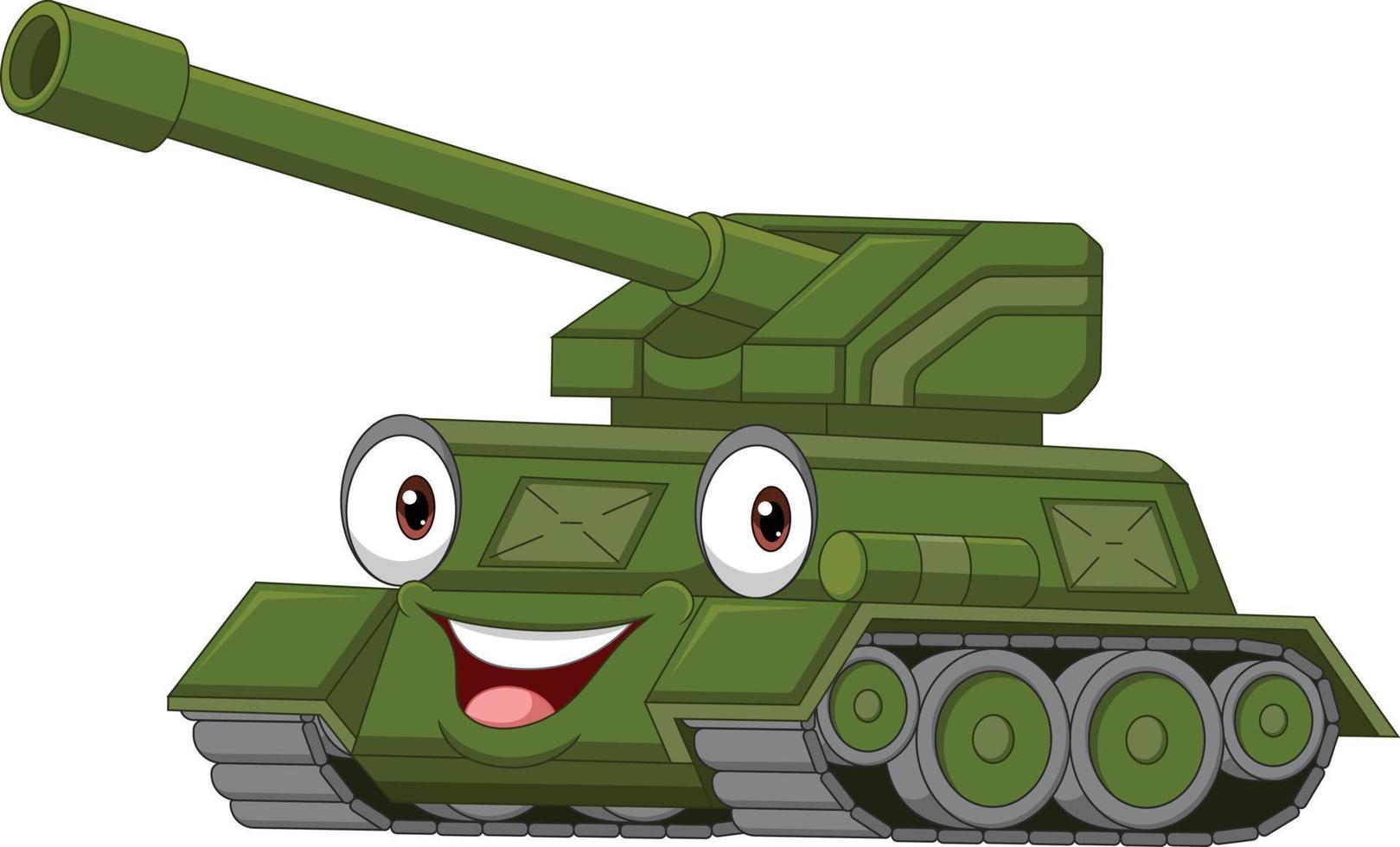 tanque militar verde divertido de dibujos animados vector