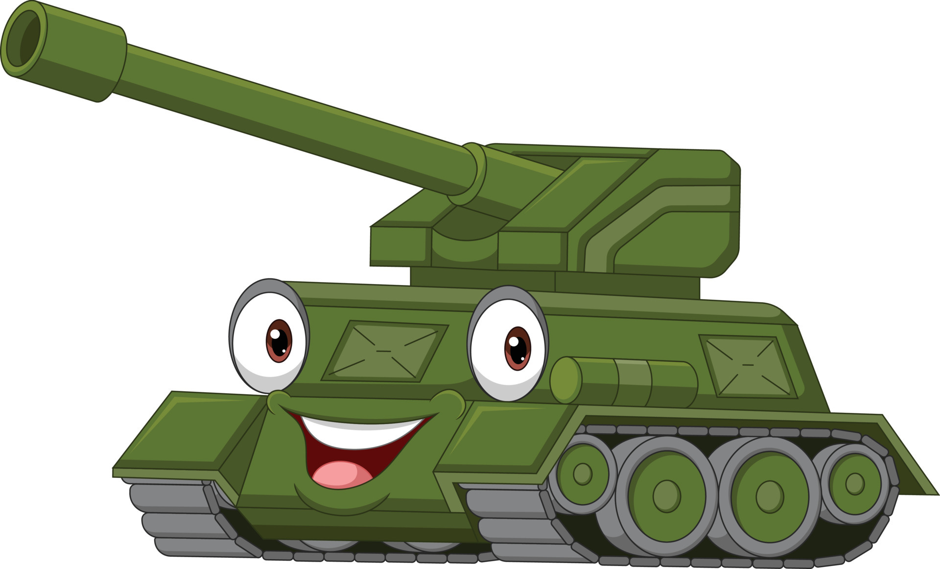 Cartoon funny green military tank 5332272 Vector Art at Vecteezy