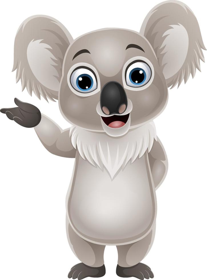 Cartoon funny little koala presenting vector