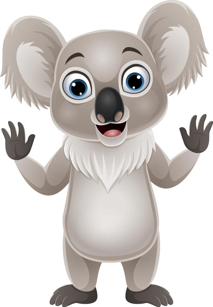 dibujos animados divertido koala agitando la mano vector