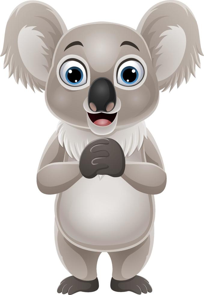 caricatura, divertido, koala, blanco, plano de fondo vector