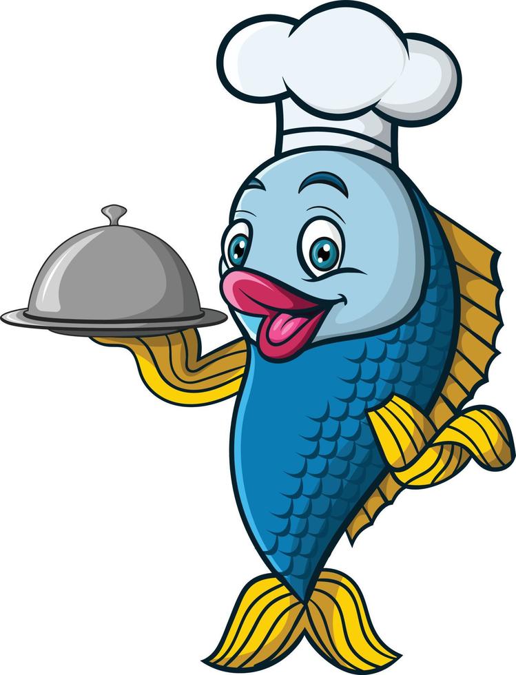 Cartoon chef fish holding a tray 5332355 Vector Art at Vecteezy