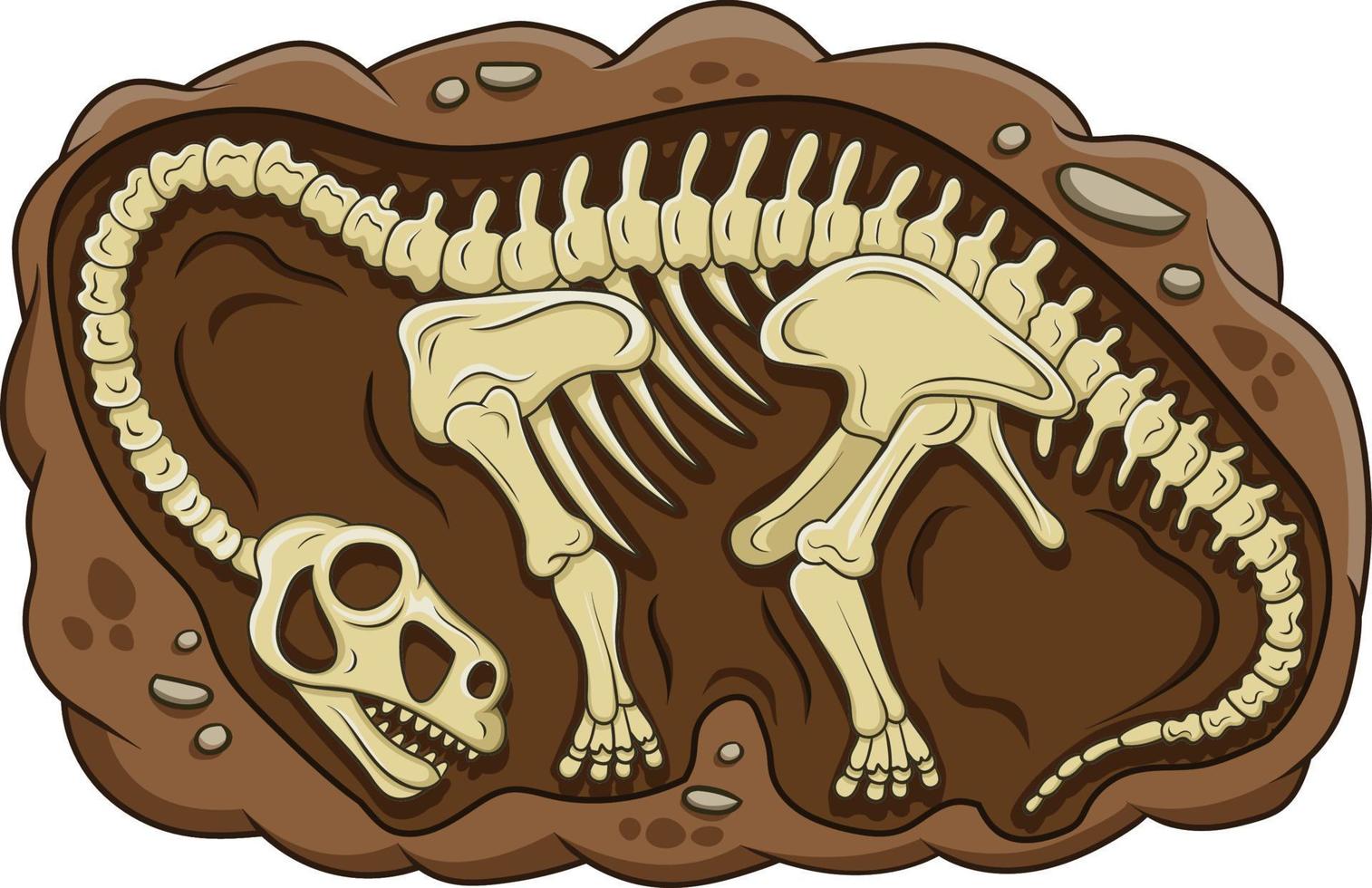 Illustration of cartoon brontosaurus dinosaur fossil vector