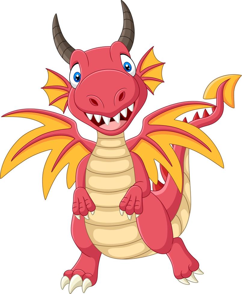 Cartoon happy red dragon standing vector